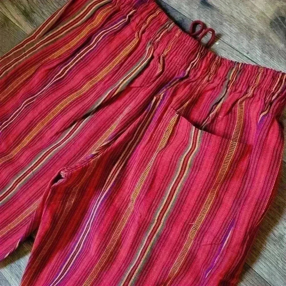 NWT Handmade 100% Cotton Guatemalan Drawstring Pants Size Small - Picture 4 of 9